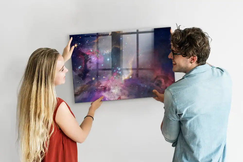Tablă magnetică din sticlă cu model univers cosmic