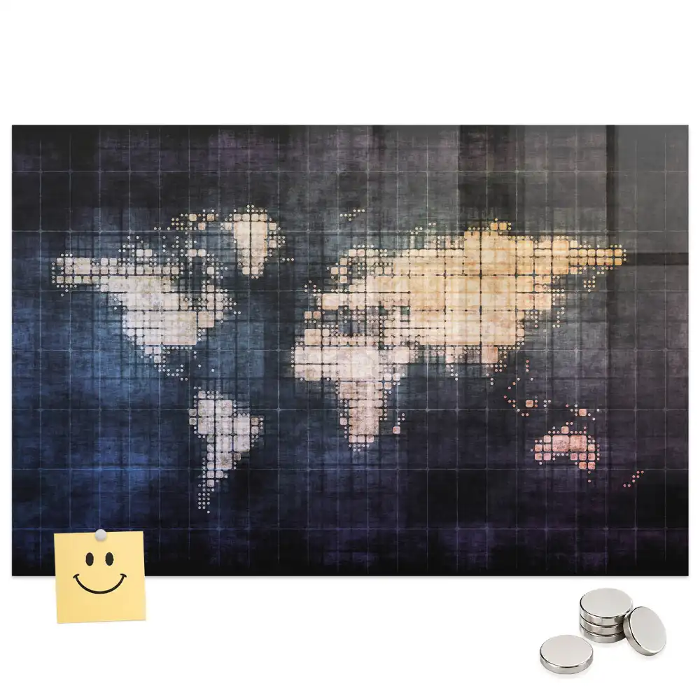 Tablă magnetică decorativă cu harta artistică a lumii