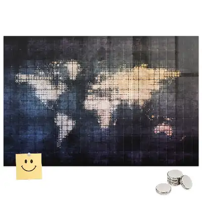 Tablă magnetică decorativă cu harta artistică a lumii