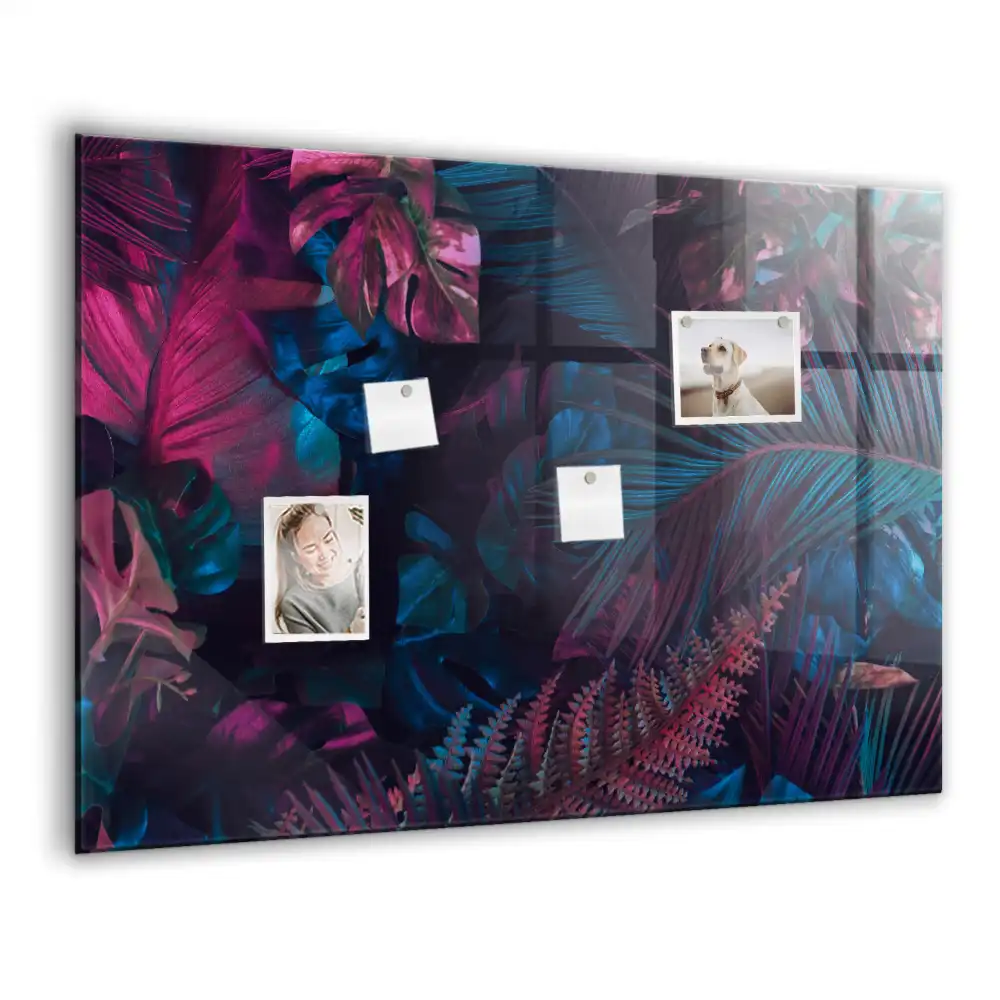 Tablă magnetică din sticlă cu design floră exotică