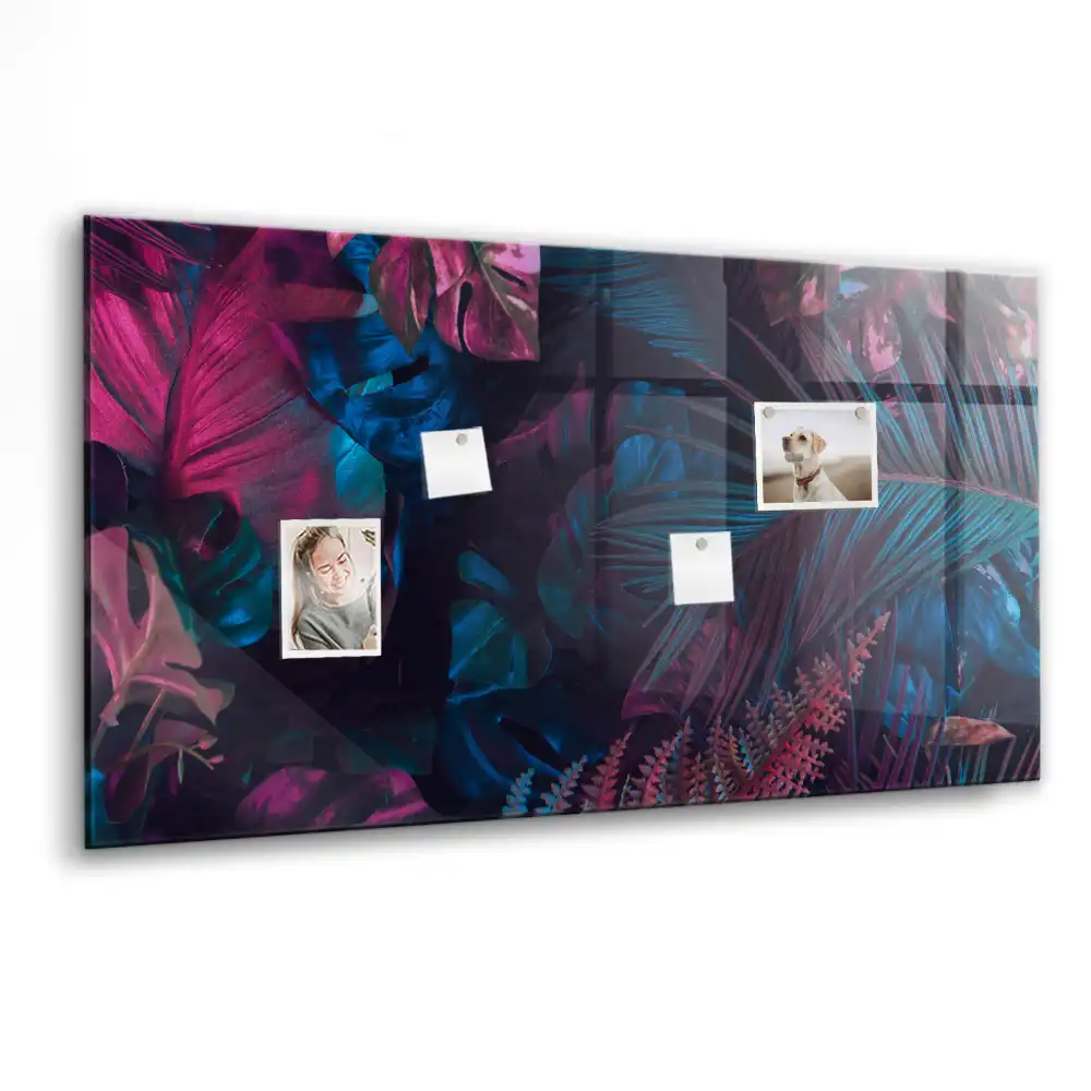 Tablă magnetică din sticlă cu design floră exotică