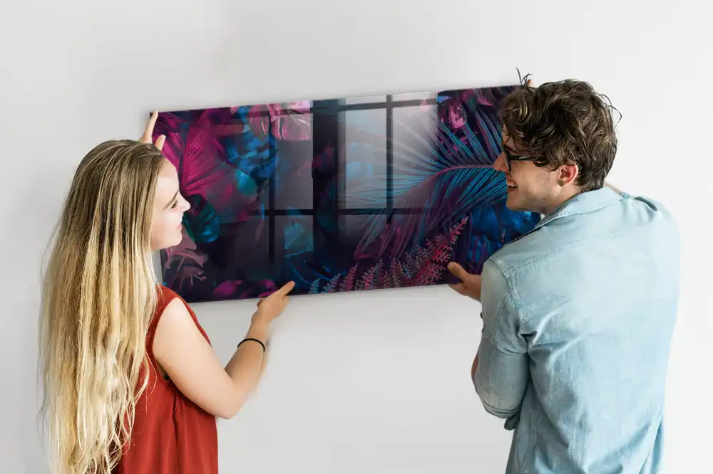 Tablă magnetică din sticlă cu design floră exotică