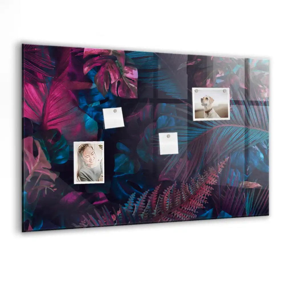 Tablă magnetică din sticlă cu design floră exotică