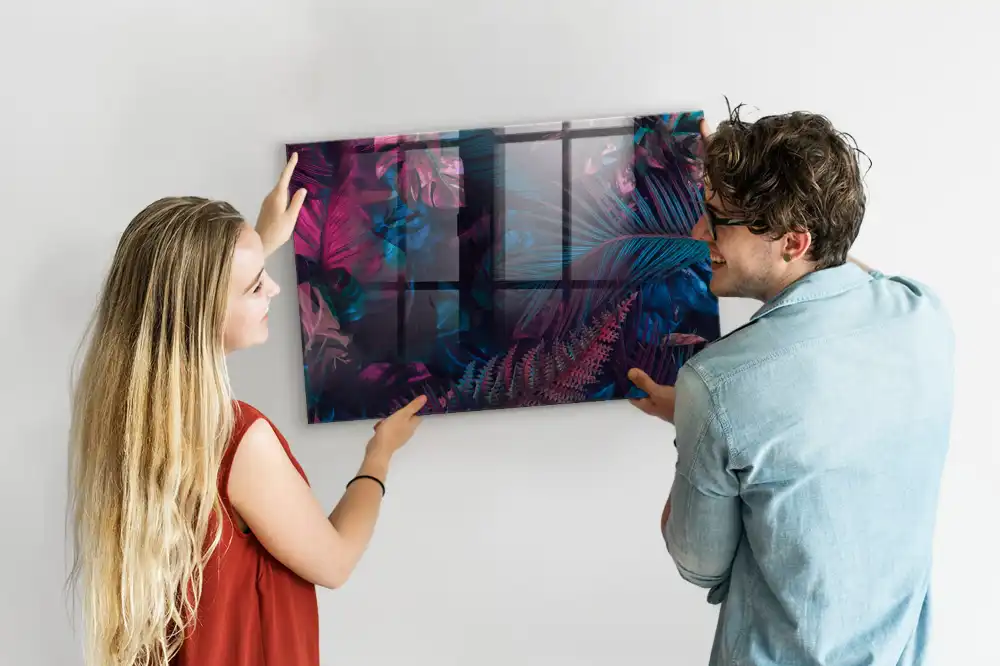 Tablă magnetică din sticlă cu design floră exotică