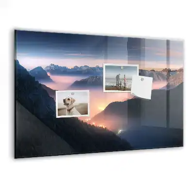 Tablă magnetică din sticlă cu design vârfuri de munte