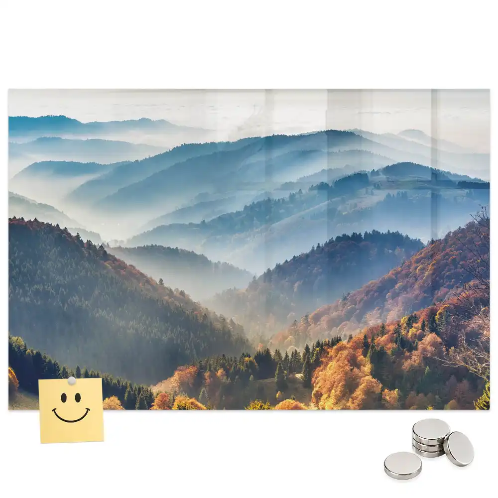 Tablă magnetică din sticlă cu peisaj montan