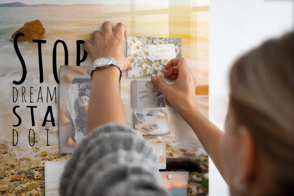 Tablă magnetică din sticlă cu text motivațional