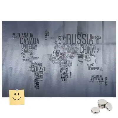Tablă magnetică cu hartă tipografică a lumii