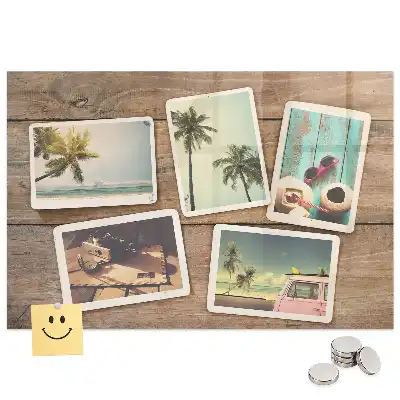 Tablă magnetică din sticlă cu design retro pentru fotografii