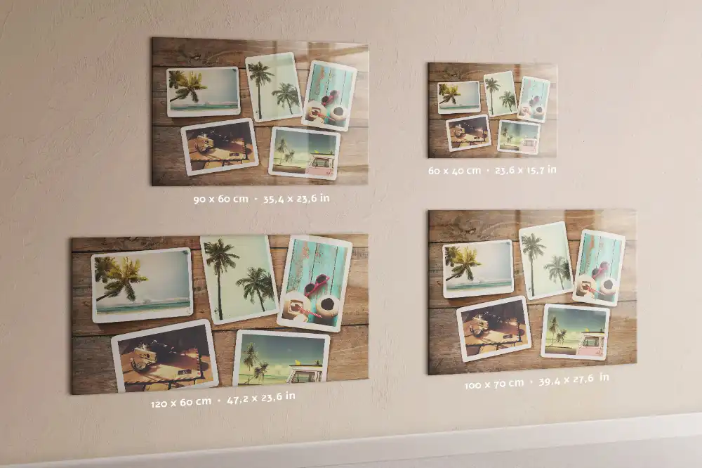 Tablă magnetică din sticlă cu design retro pentru fotografii