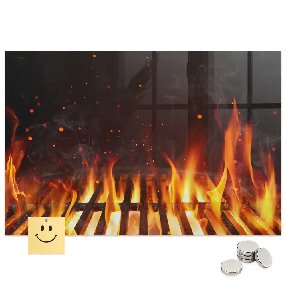 Tablă magnetică din sticlă pentru vatră de foc