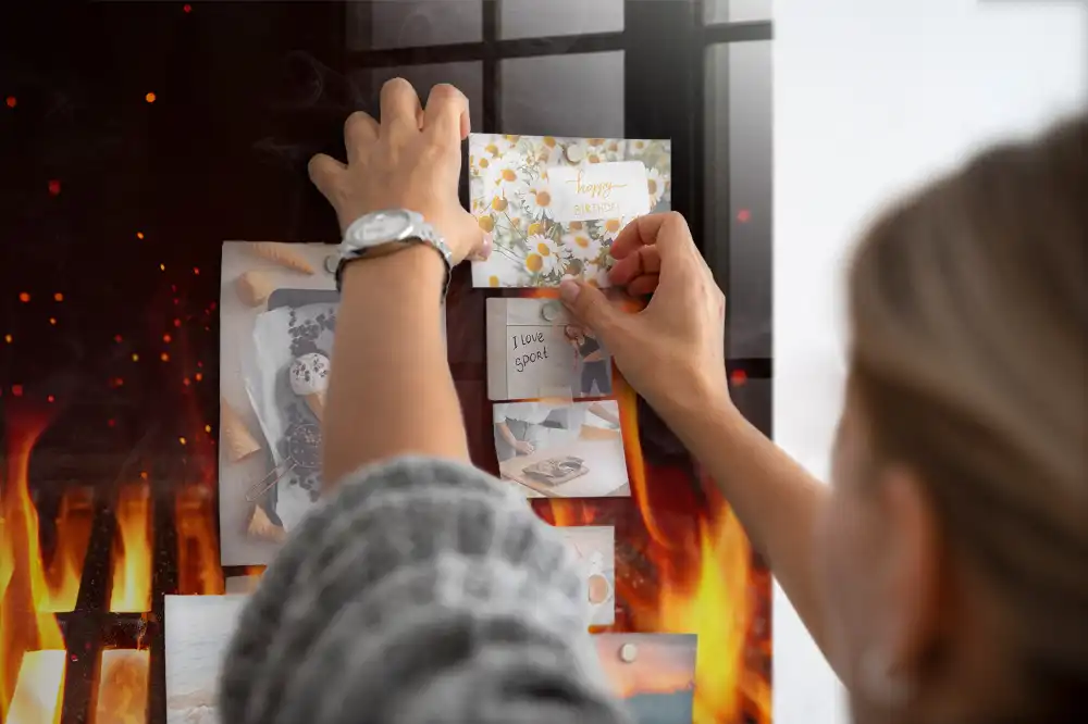 Tablă magnetică din sticlă pentru vatră de foc