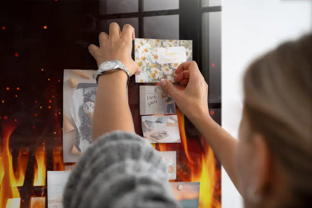 Tablă magnetică din sticlă pentru vatră de foc