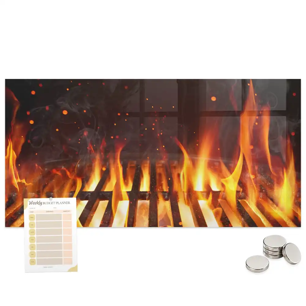 Tablă magnetică din sticlă pentru vatră de foc