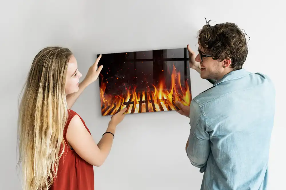 Tablă magnetică din sticlă pentru vatră de foc