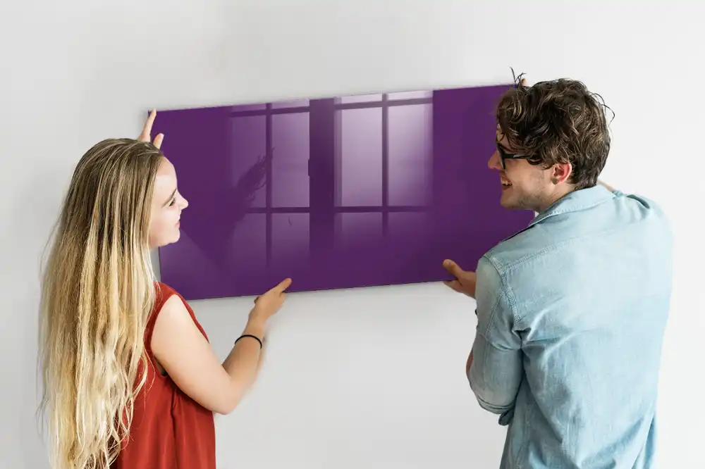 Tablă magnetică din sticlă de culoare violet