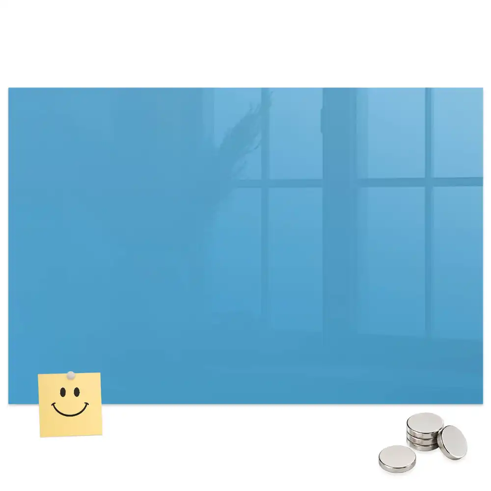 Tablă magnetică din sticlă de culoare albastru deschis