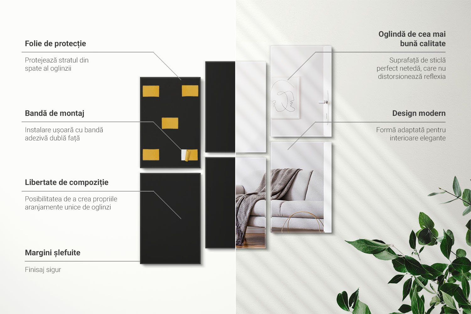 Infografică - set de oglinzi dreptunghiulare